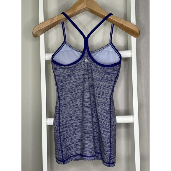 Lululemon Tank Top Womens 4 Purple White Athletic Sports Tank Removable Pads - Picture 2 of 10
